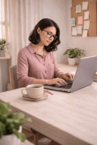 Online Business mit Zukunft, Frau am Laptop